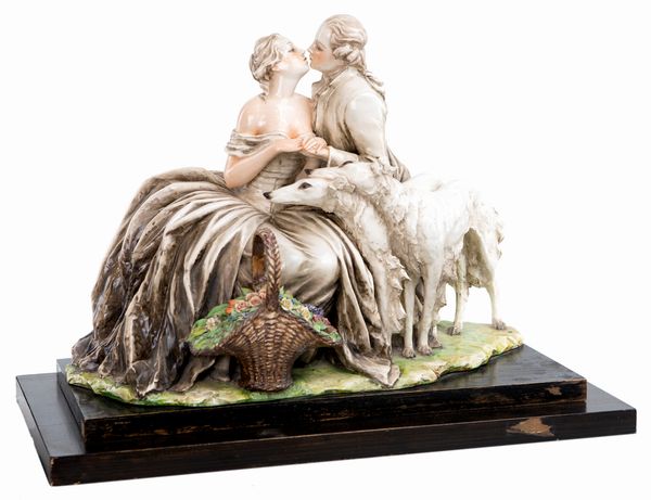 Guido Cacciapuoti : Grande gruppo in ceramica policroma, Anni Trenta  - Asta Antiquariato - Mobili, Sculture e Oggetti d'Arte - Associazione Nazionale - Case d'Asta italiane