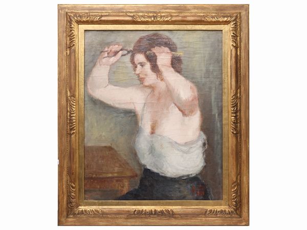 Franco Dani : Donna che si arriccia i capelli anni Trenta  - Asta Arte Moderna e Contemporanea - Associazione Nazionale - Case d'Asta italiane