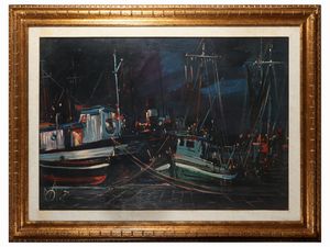 Michele Ortino - Notturno in porto 1963