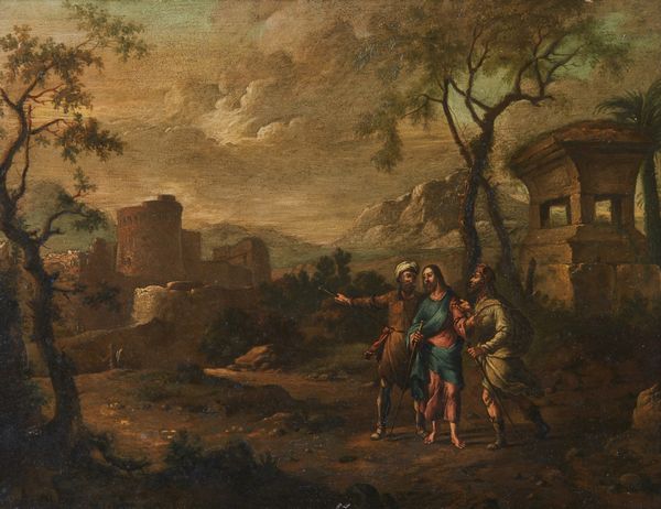 ELSHEIMER ADAM (1574 - 1620) : Attribuito a. Apparizione di Ges sulla via di Emmaus  - Asta Asta 423 | ARTE ANTICA E DEL XIX SECOLO Online - Associazione Nazionale - Case d'Asta italiane