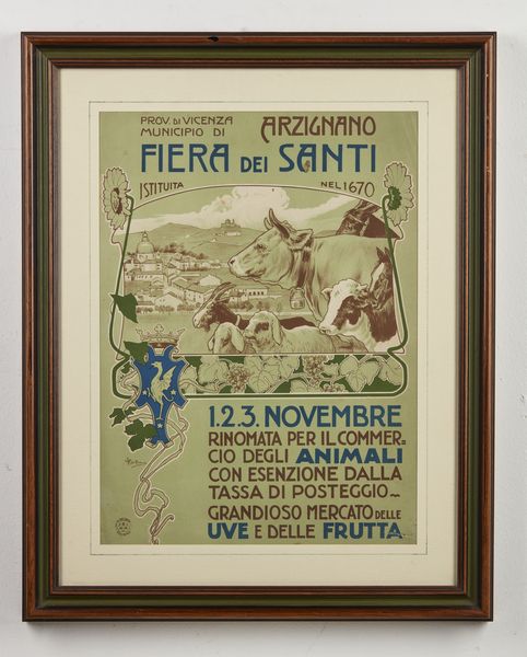 BELTRAME ACHILLE (1871 - 1945) : Manifesto della Fiera dei Santi di Arzignano  - Asta Asta 423 | ARTE ANTICA E DEL XIX SECOLO Online - Associazione Nazionale - Case d'Asta italiane