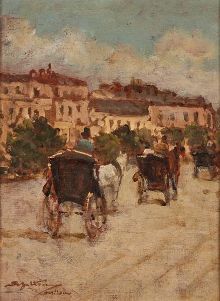 BELTRAME ACHILLE (1871 - 1945) : Strada cittadina con carrozze  - Asta Asta 423 | ARTE ANTICA E DEL XIX SECOLO Online - Associazione Nazionale - Case d'Asta italiane