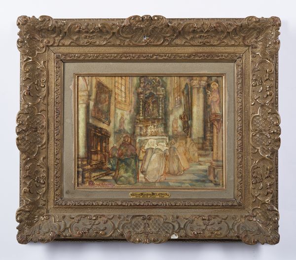 DELAUNOIS ALFRED NAPOLEON (1875 - 1941) : Interno di chiesa con personaggi  - Asta Asta 423 | ARTE ANTICA E DEL XIX SECOLO Online - Associazione Nazionale - Case d'Asta italiane