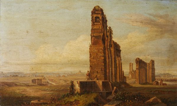 GIGANTE GIACINTO (1806 - 1876) : Attribuito a. Veduta della campagna romana con l'acquedotto Claudio  - Asta Asta 423 | ARTE ANTICA E DEL XIX SECOLO Online - Associazione Nazionale - Case d'Asta italiane