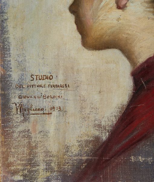 MIGLIARO VINCENZO (1858 - 1938) : Ritratto di fanciulla (Omaggio a Boldini)  - Asta Asta 423 | ARTE ANTICA E DEL XIX SECOLO Online - Associazione Nazionale - Case d'Asta italiane