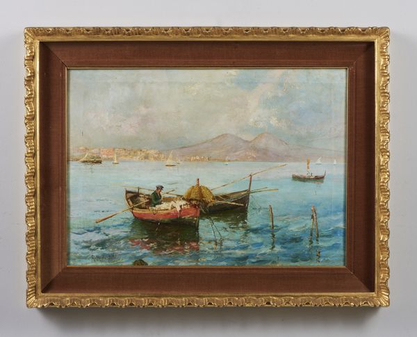 DE SOCIO (XX SECOLO) GIOVAN BATTISTA : Veduta del golfo di Napoli dal mare, con il Vesuvio sullo sfondo  - Asta Asta 423 | ARTE ANTICA E DEL XIX SECOLO Online - Associazione Nazionale - Case d'Asta italiane