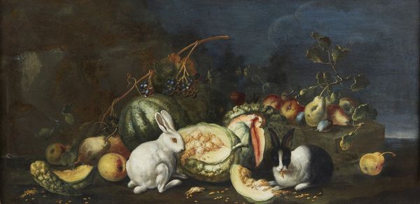 RUBBIANI FELICE (1677 - 1752) : Natura morta con zucche, frutta e conigli  - Asta Asta 423 | ARTE ANTICA E DEL XIX SECOLO Online - Associazione Nazionale - Case d'Asta italiane