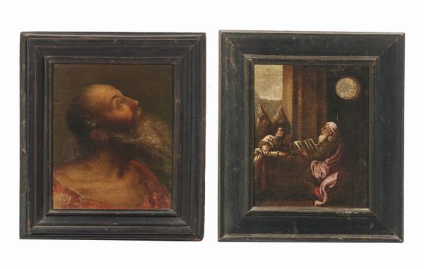 ARTISTA DEL XVII SECOLO : Coppia di dipinti raffiguranti testa di uomo barbuto e San Matteo Evangelista  - Asta Asta 423 | ARTE ANTICA E DEL XIX SECOLO Online - Associazione Nazionale - Case d'Asta italiane