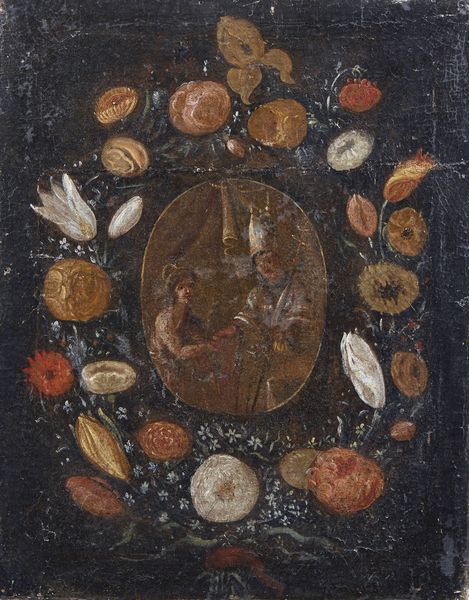 ARTISTA DEL XVIII SECOLO : Ghirlanda di fiori con scena sacra  - Asta Asta 423 | ARTE ANTICA E DEL XIX SECOLO Online - Associazione Nazionale - Case d'Asta italiane