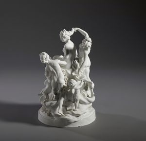 MANIFATTURA DI SEVRES DEL XIX SECOLO : Gruppo in biscuit raffigurante il trionfo di Venere, assisa su una nuvola e attorniata da ninfe e putti  - Asta Asta 423 | ARTE ANTICA E DEL XIX SECOLO Online - Associazione Nazionale - Case d'Asta italiane