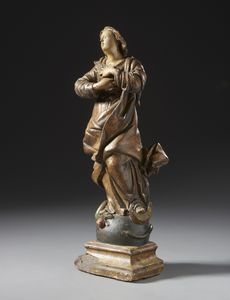 SCULTORE ITALIANO DEL XVIII SECOLO : Immacolata Concezione in terracotta dipinta e patinata  - Asta Asta 423 | ARTE ANTICA E DEL XIX SECOLO Online - Associazione Nazionale - Case d'Asta italiane