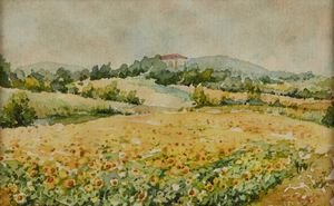 BELTRAME ACHILLE (1871 - 1945) - Campo di girasoli