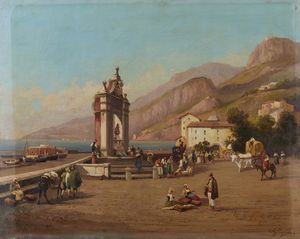 GIGANTE ACHILLE  (1823 - 1846) : Attribuito a. Veduta di Salerno  - Asta Asta 423 | ARTE ANTICA E DEL XIX SECOLO Online - Associazione Nazionale - Case d'Asta italiane