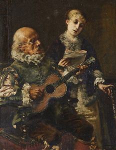 BRUNERY FRANCOIS (1845 - 1926) - Attribuito a. Lezione di canto