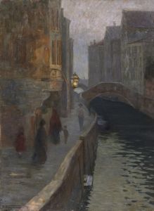 FRAGIACOMO PIETRO (1856 - 1922) - Canale a Venezia (Inverno)