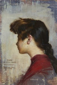 MIGLIARO VINCENZO (1858 - 1938) : Ritratto di fanciulla (Omaggio a Boldini)  - Asta Asta 423 | ARTE ANTICA E DEL XIX SECOLO Online - Associazione Nazionale - Case d'Asta italiane