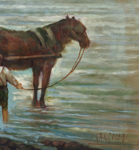 UGOLINI GIAN ANGELO (1881 - 1962) : La pesca delle arselle  - Asta Asta 423 | ARTE ANTICA E DEL XIX SECOLO Online - Associazione Nazionale - Case d'Asta italiane