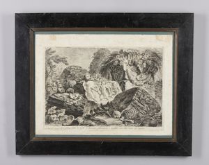 PIRANESI GIOVANNI BATTISTA (1720 - 1778) : Ara antica sopra la quale si facevano anticamente i sacrifizi, con altre ruine all'intorno  - Asta Asta 423 | ARTE ANTICA E DEL XIX SECOLO Online - Associazione Nazionale - Case d'Asta italiane