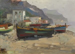 GAGLIARDI GIUSEPPE (1902 - 2005) - Marina con barche