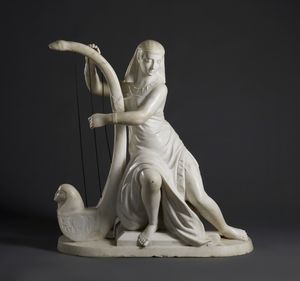 SCULTORE ITALIANO DEL XIX-XX SECOLO - Suonatrice d'arpa egiziana