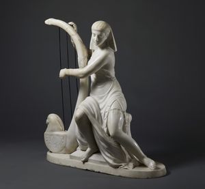 SCULTORE ITALIANO DEL XIX-XX SECOLO : Suonatrice d'arpa egiziana  - Asta Asta 423 | ARTE ANTICA E DEL XIX SECOLO Online - Associazione Nazionale - Case d'Asta italiane