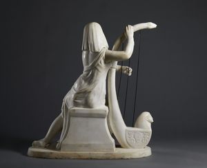 SCULTORE ITALIANO DEL XIX-XX SECOLO : Suonatrice d'arpa egiziana  - Asta Asta 423 | ARTE ANTICA E DEL XIX SECOLO Online - Associazione Nazionale - Case d'Asta italiane