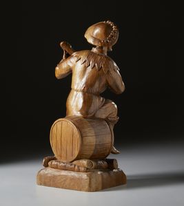 SCULTORE DI AREA GERMANICA DEL XX SECOLO : Suonatore di liuto in legno scolpito  - Asta Asta 423 | ARTE ANTICA E DEL XIX SECOLO Online - Associazione Nazionale - Case d'Asta italiane