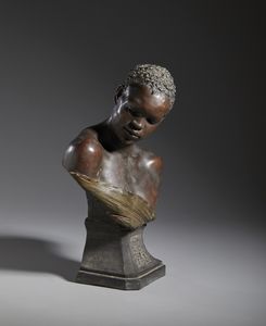 GOLDSCHEIDER FRIEDRICH (1845 - 1897) - Attribuito a. Busto di moro in terracotta patinata