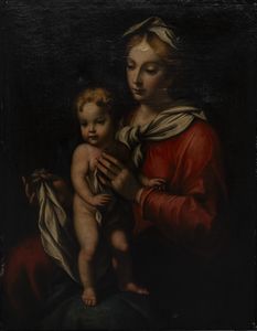 ARTISTA NORDITALIANO DEL XVII SECOLO : Madonna con bambino  - Asta Asta 423 | ARTE ANTICA E DEL XIX SECOLO Online - Associazione Nazionale - Case d'Asta italiane