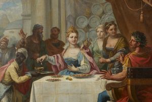 BRUSAFERRO GIROLAMO (1677 - 1746) : Banchetto di Antonio e Cleopatra  - Asta Asta 423 | ARTE ANTICA E DEL XIX SECOLO Online - Associazione Nazionale - Case d'Asta italiane