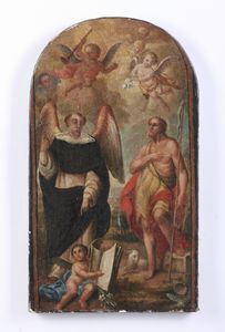 ARTISTA DEL XVIII SECOLO - Modello per pala d'altare con San Giovanni Battista e San Vincenzo Ferreri