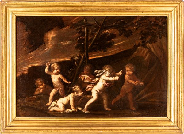 Salvator Rosa, Cerchia di : Giochi di putti  - Asta Dipinti antichi - Associazione Nazionale - Case d'Asta italiane