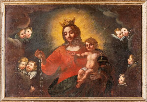 Scuola bolognese del XVII secolo : Madonna col Bambino  - Asta Dipinti antichi - Associazione Nazionale - Case d'Asta italiane