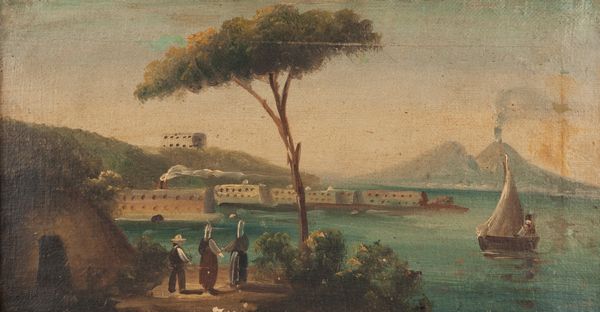 SCUOLA DI POSILLIPO : Vedute del golfo di Napoli  - Asta Dipinti antichi - Associazione Nazionale - Case d'Asta italiane