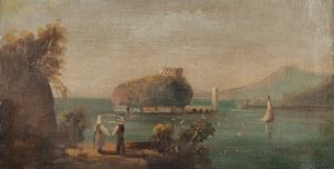 SCUOLA DI POSILLIPO : Vedute del golfo di Napoli  - Asta Dipinti antichi - Associazione Nazionale - Case d'Asta italiane