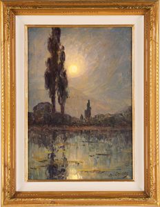 Dieudonné  Jacobs - Paesaggio al chiaro di luna