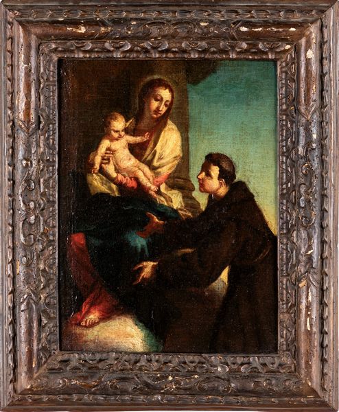 Andrea Sacchi , Bottega di : Madonna col Bambino e Sant'Antonio  - Asta Dipinti del XIX Secolo - Associazione Nazionale - Case d'Asta italiane