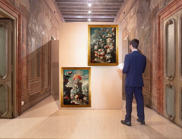 PITTORE ROMANO DEL XVII SECOLO : Natura morta di fiori  - Asta Dipinti del XIX Secolo - Associazione Nazionale - Case d'Asta italiane