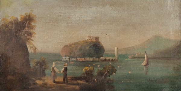 SCUOLA DI POSILLIPO : Vedute del golfo di Napoli  - Asta Dipinti del XIX Secolo - Associazione Nazionale - Case d'Asta italiane