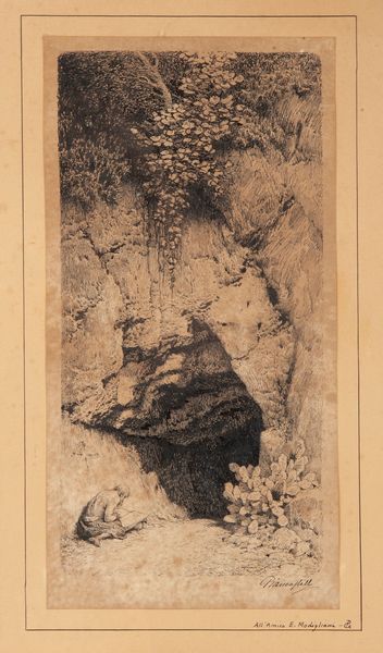 GIOVANNI PIANCASTELLI : Grotta con figura di eremita  - Asta Dipinti del XIX Secolo - Associazione Nazionale - Case d'Asta italiane