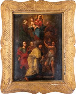 Scuola romana del XVIII secolo - Madonna con Ges e Santi