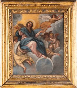 PITTORE ROMANO DEL XVIII SECOLO - Madonna con angeli
