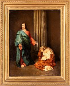 Scuola francese del  XIX secolo - Cristo e l'adultera