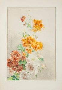 a) Crisantemi  b) Garofani  - Asta Dipinti del XIX Secolo - Associazione Nazionale - Case d'Asta italiane