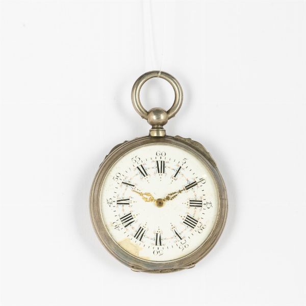 Orologio da tasca anonimo cassa in argento, movimento con scappamento ad ancora, quadrante in smalto bianco, 1880 circa  - Asta Orologi da Tasca - Associazione Nazionale - Case d'Asta italiane