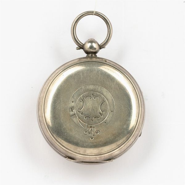 Orologio da tasca Ribaltina inglese fine 800, cassa in argento, movimento con scappamento ad ancora, bilanciere compensato, quadrante in smalto bianco  - Asta Orologi da Tasca - Associazione Nazionale - Case d'Asta italiane