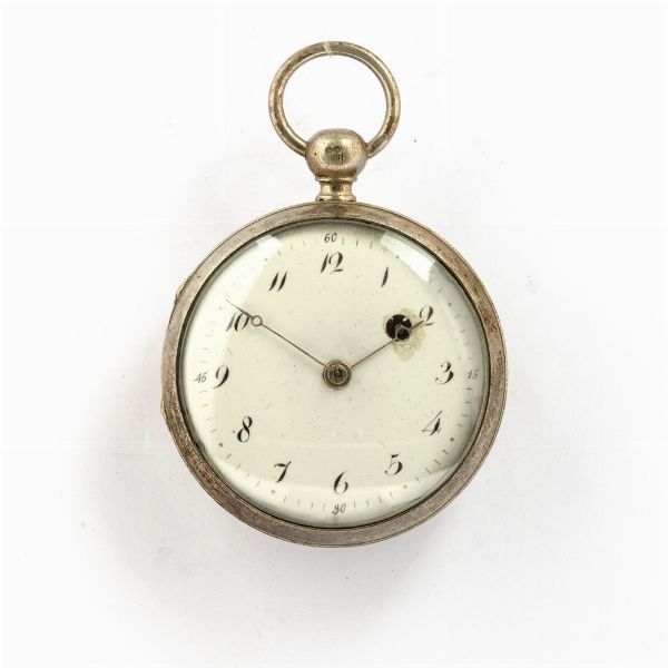 Orologio da tasca anonimo in metallo, 1810 circa, movimento con scappamento verga, quadrante in smalto bianco (rotture)  - Asta Orologi da Tasca - Associazione Nazionale - Case d'Asta italiane