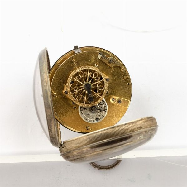 Orologio da tasca anonimo in metallo, 1810 circa, movimento con scappamento verga, quadrante in smalto bianco (rotture)  - Asta Orologi da Tasca - Associazione Nazionale - Case d'Asta italiane