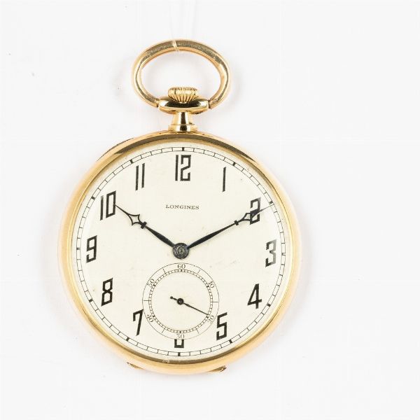 Orologio da taschino Longines in oro 18 kt, movimento ad ancora n 3.980.405, 1921, quadrante in metallo smaltato  - Asta Orologi da Tasca - Associazione Nazionale - Case d'Asta italiane