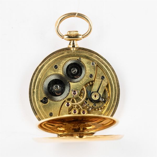 Orologio da taschino Longines in oro 18 kt, movimento ad ancora n 3.980.405, 1921, quadrante in metallo smaltato  - Asta Orologi da Tasca - Associazione Nazionale - Case d'Asta italiane